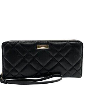 I.N.C. International Concepts Black Quilted Hazel Zip -Around Wristlet